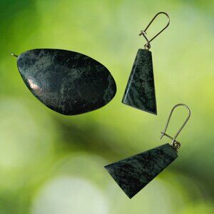 A Set of Jadeite Earrings and a Pendant.